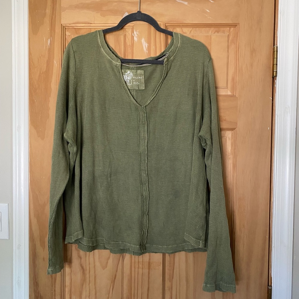 Anthropologie green waffle pullover - 2X